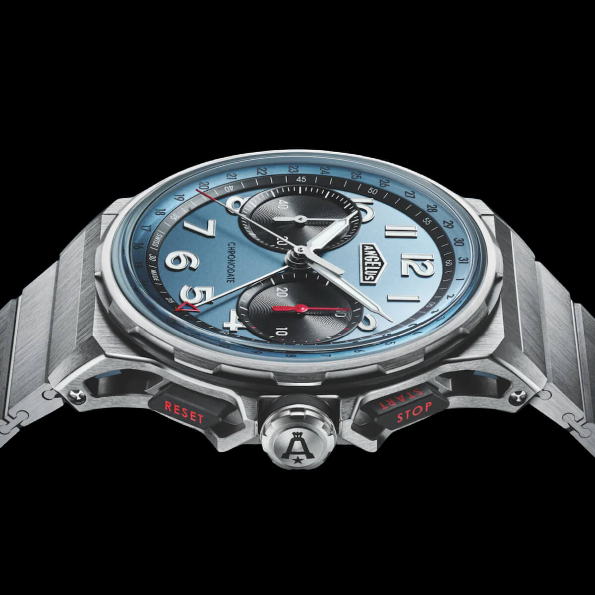 ANGELUS CHRONODATE TITANIUM STORM BLUE BRACELET 03