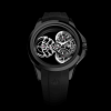 The Artya Purity Stairway to Heaven Ceramic Black wristwatch on black background.