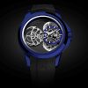 The Artya Purity Stairway to Heaven Ceramic Blue wristwatch on black background.