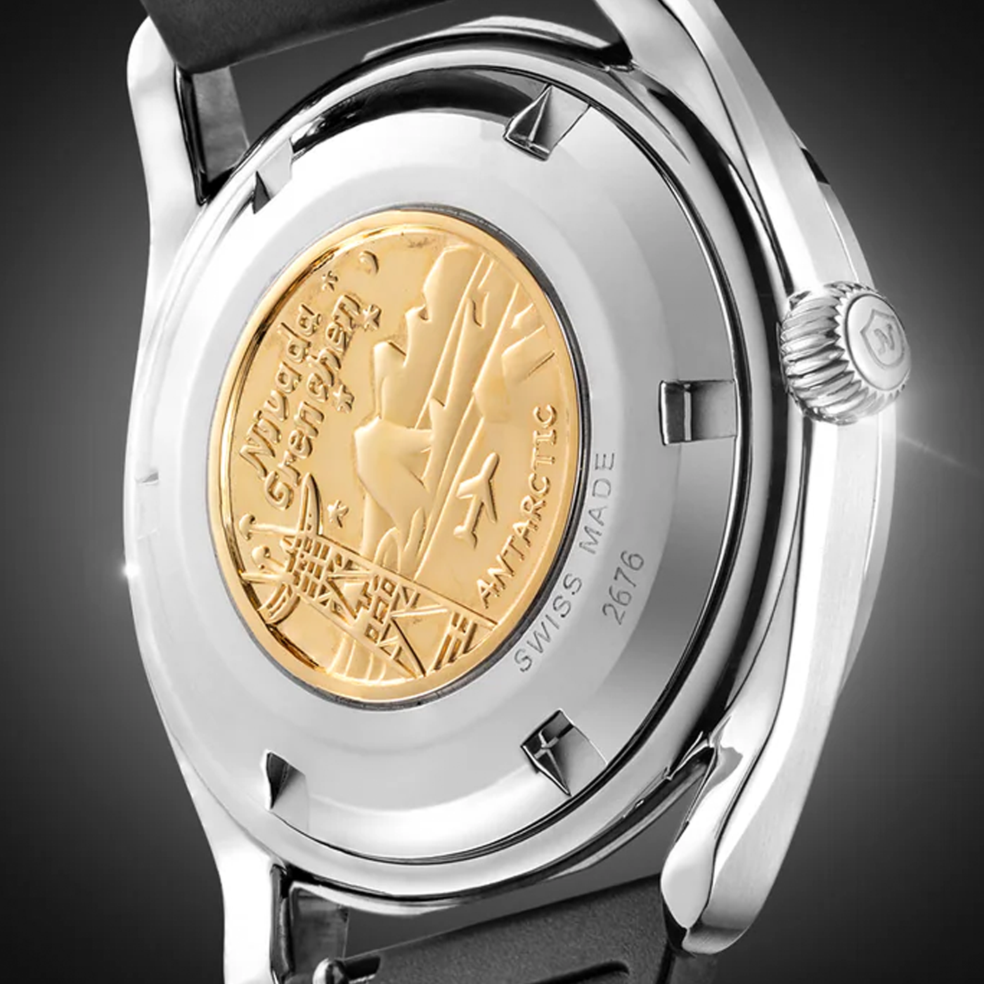 Nivada Grenchen Antarctic Black Orange Caseback