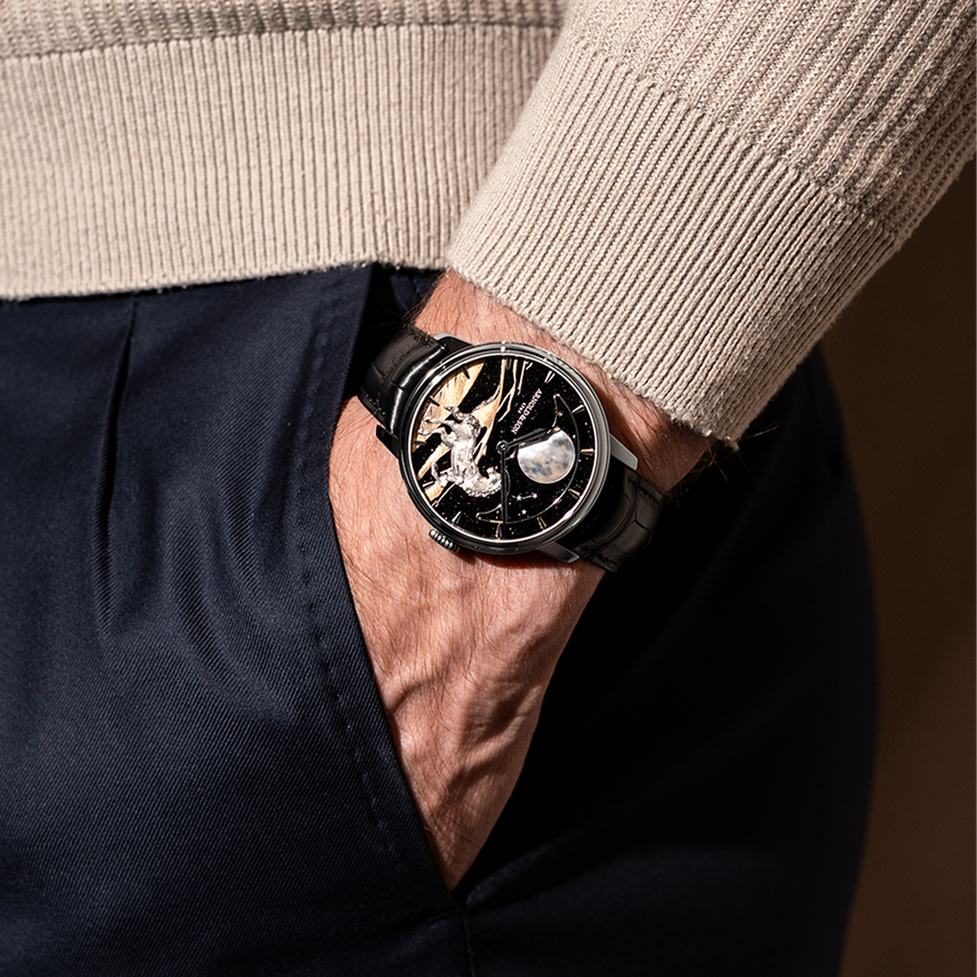 Arnold & Son Perpetual Moon 41.5 Platinum “Horse of the Dunes” Wrist Arnold & Son Perpetual Moon 41.5 Platinum “Horse of the Dunes” Wrist