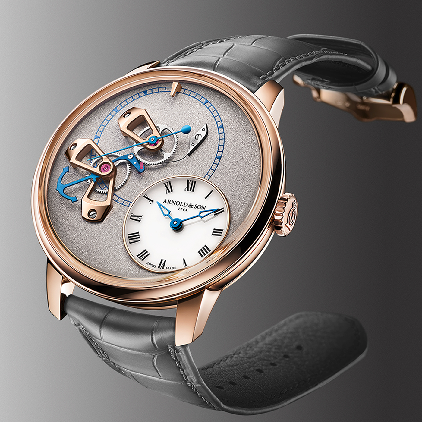 Arnold Son DSTB Stop-Seconds Red Gold Cliff Grey