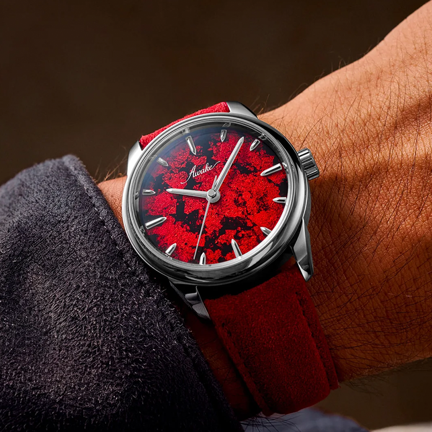 Awake Son Mài Frosted Leaf Blood Moon Dial Wrist