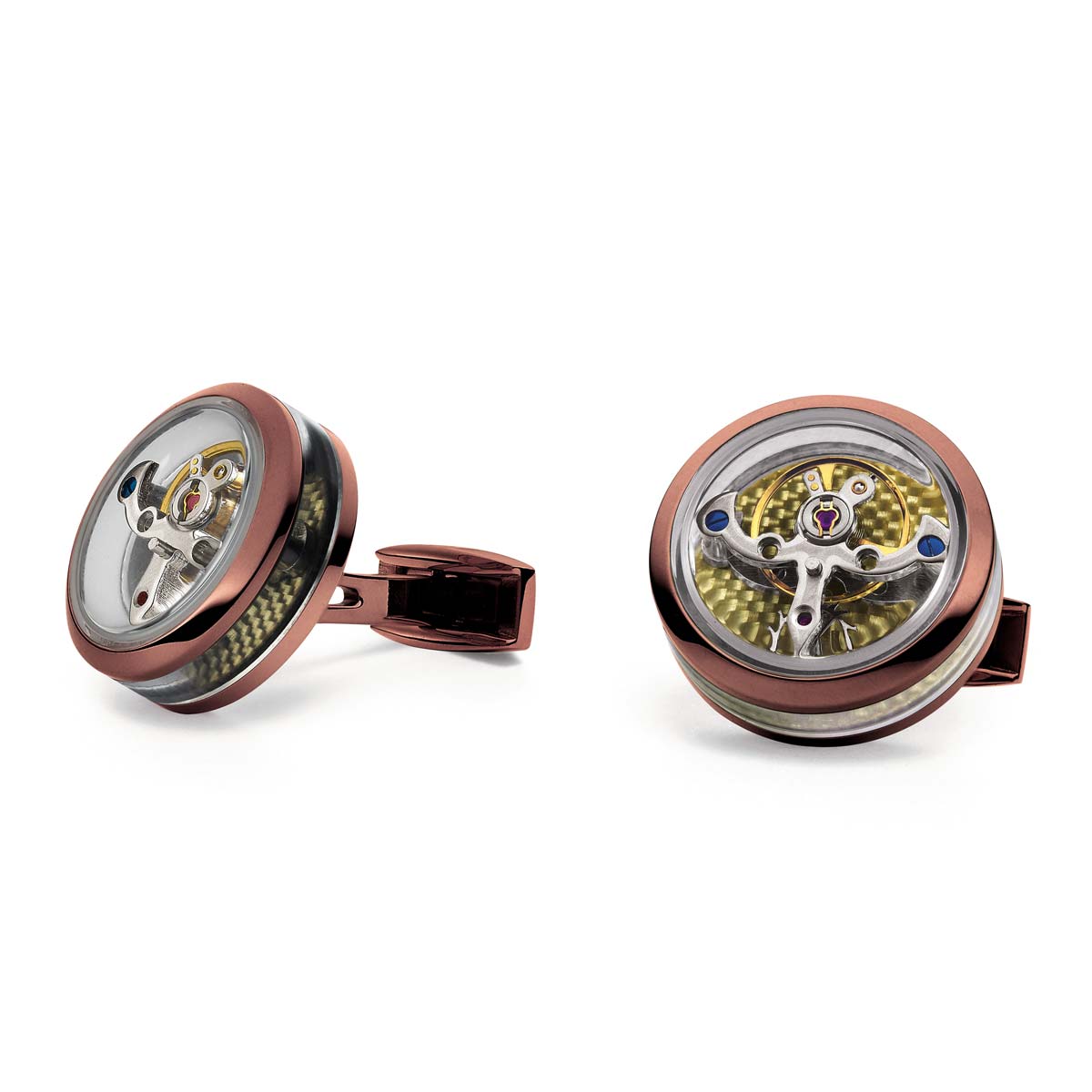 T&F Tourbillon Openside Cufflinks Chocolate (CTO-PC02)
